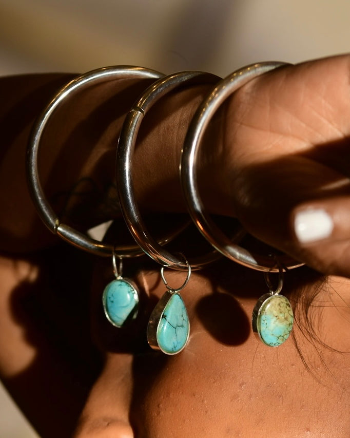 Turquoise drop bangle trio
