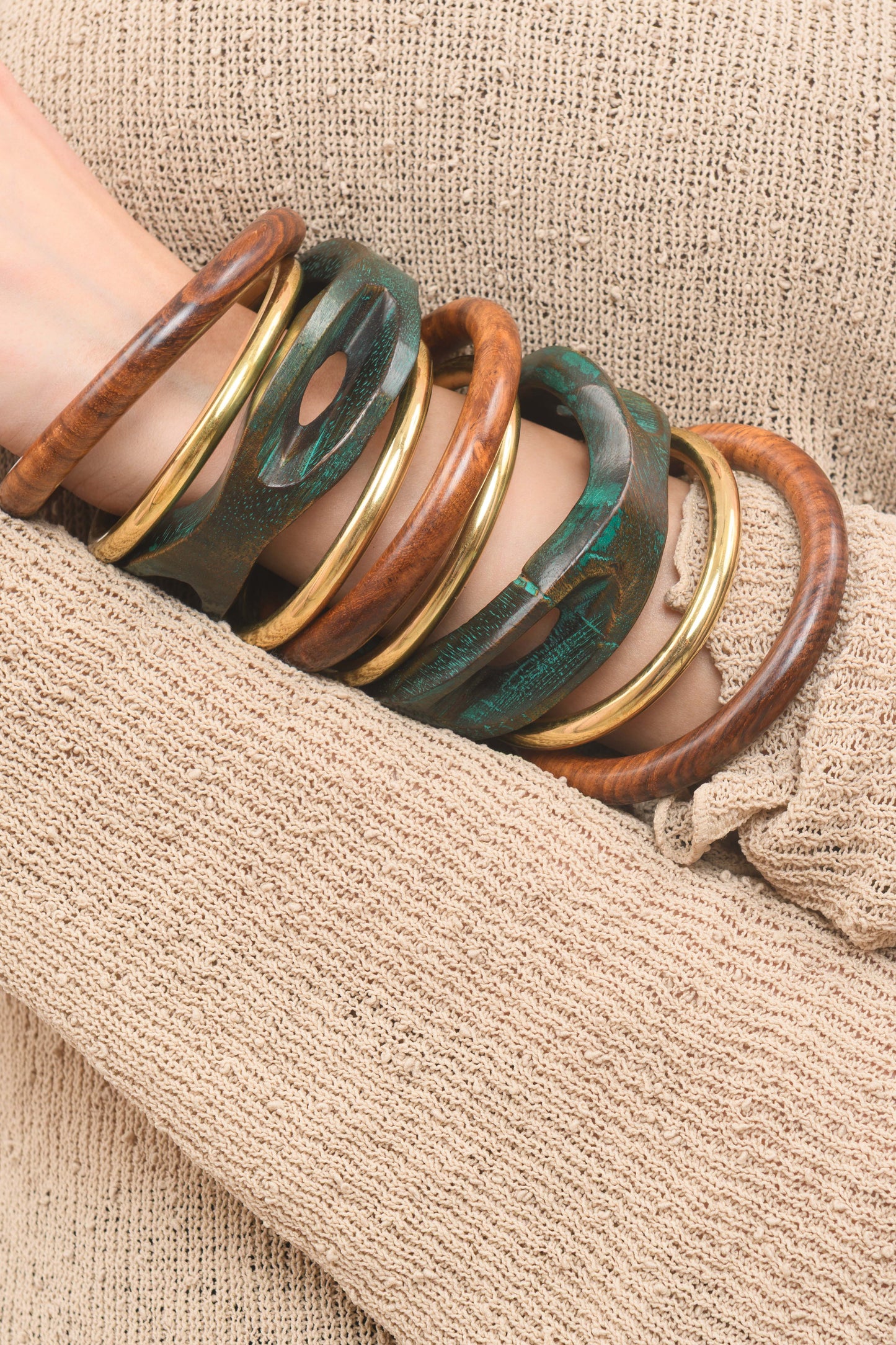 Green Wooden Stack of 9