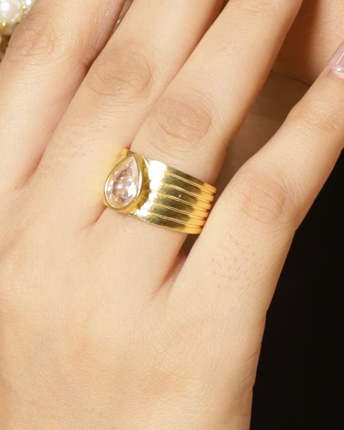 Ribbed Solitaire Ring