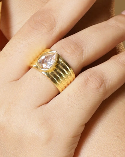Ribbed Solitaire Ring
