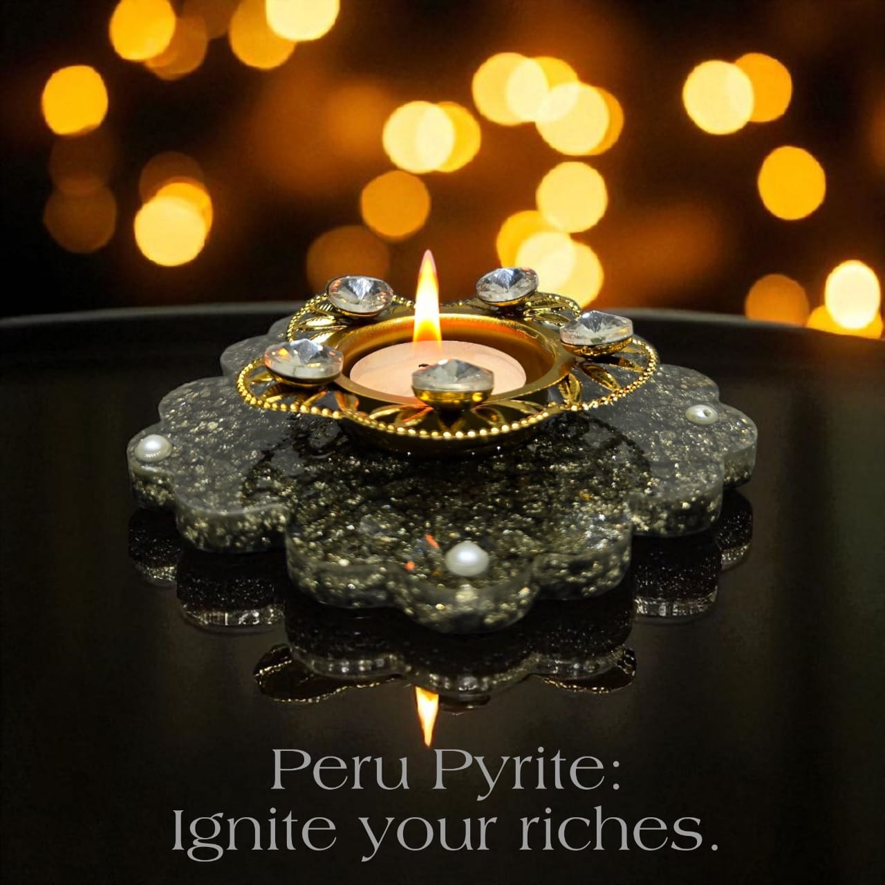 Pyrite Tea Light Candle