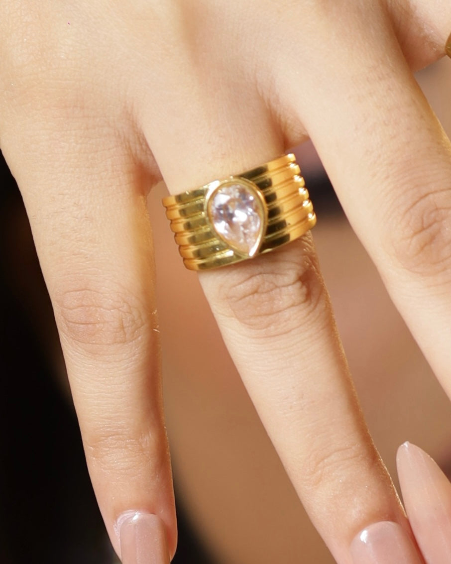 Ribbed Solitaire Ring