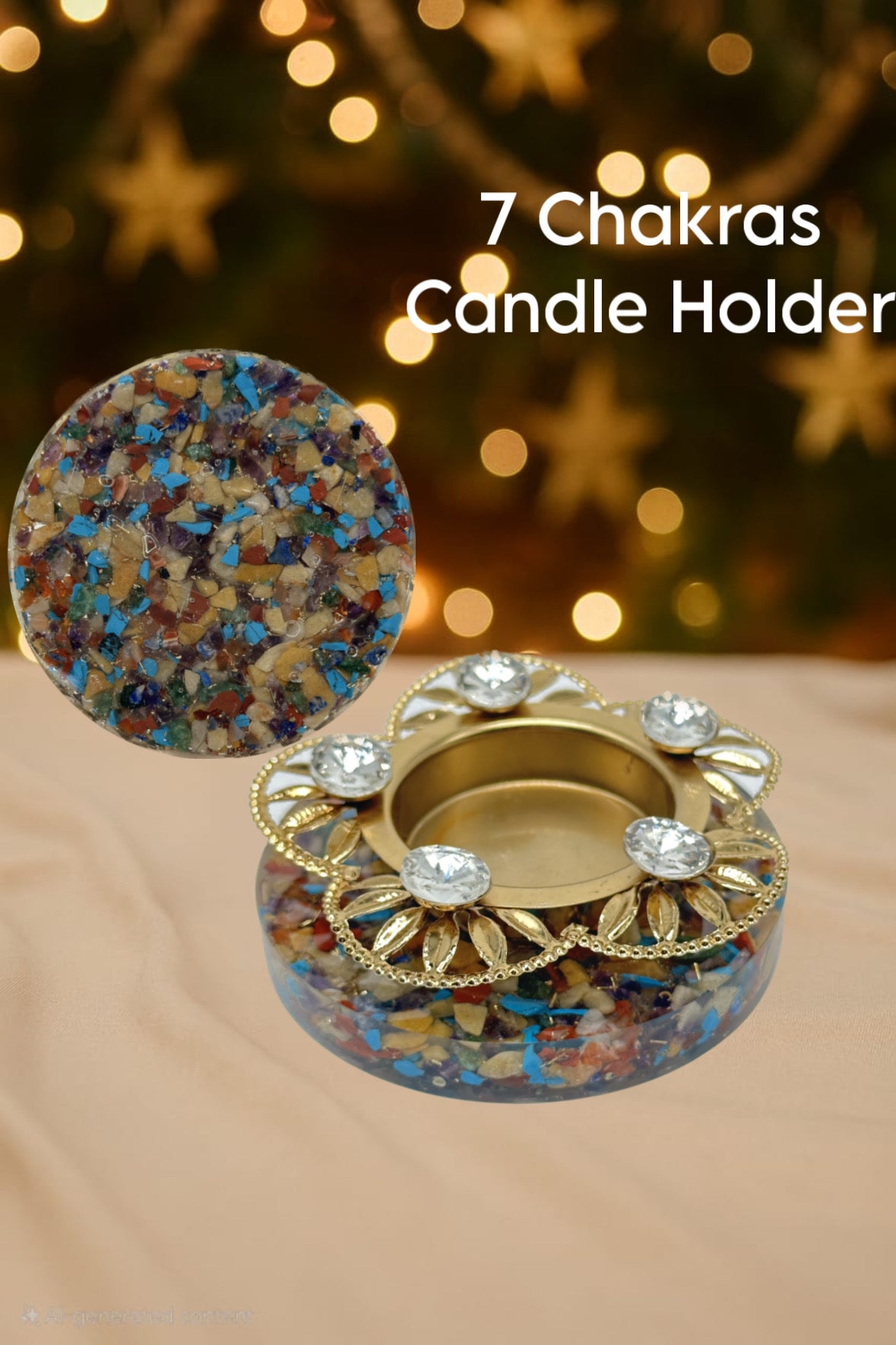 Floral Gemstone Candle Holder
