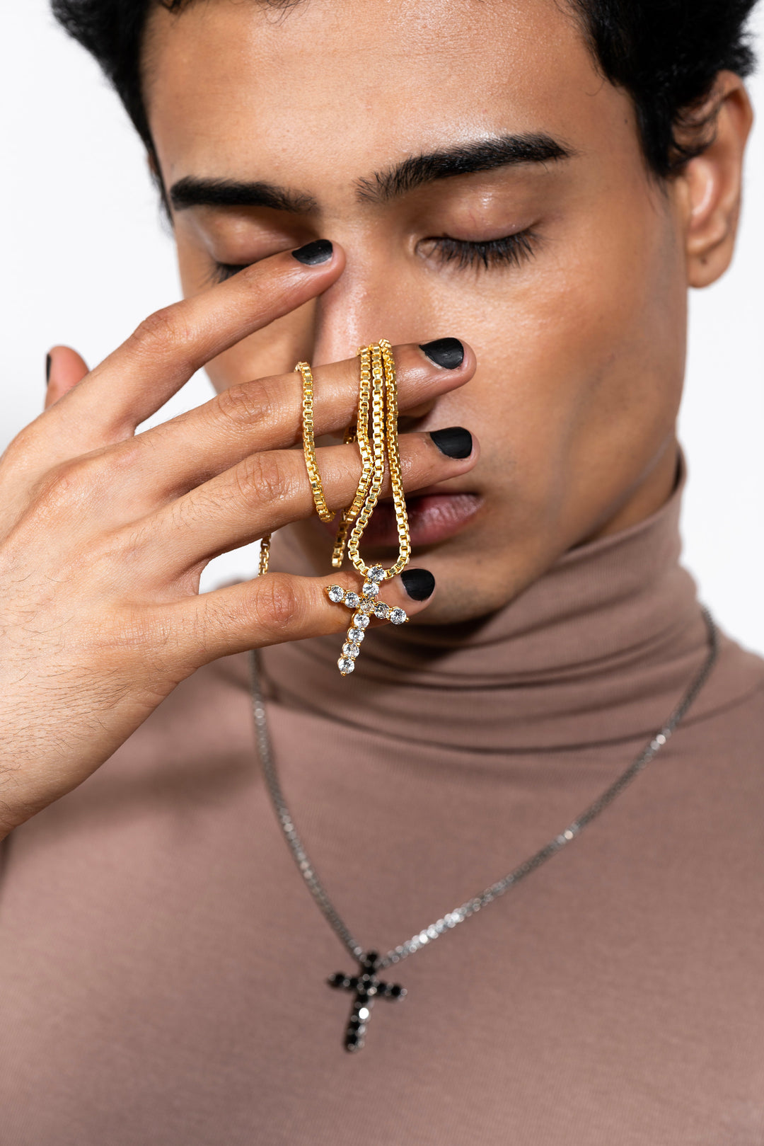 White Cross Necklace and Don Ring Combo