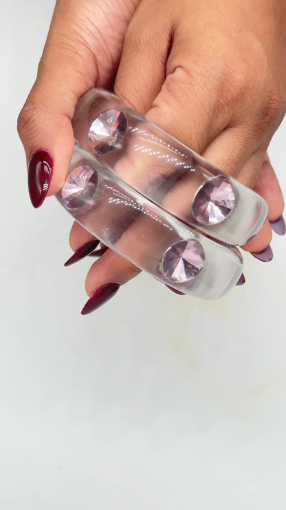 Pink Stud Resin Bangles (set of 2)