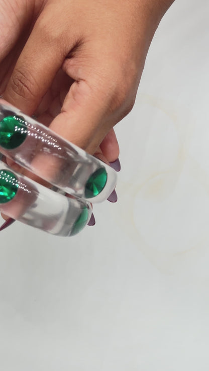Green Stud Resin Bangles (set of 2)