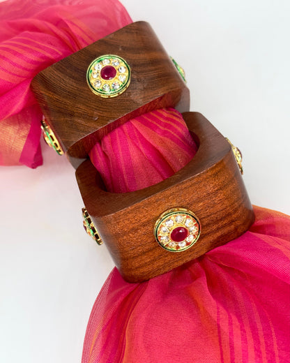 Kundan Wooden Bangles