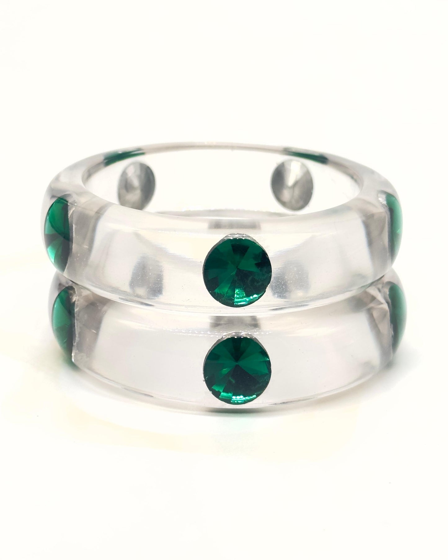 Green Stud Resin Bangles (set of 2)