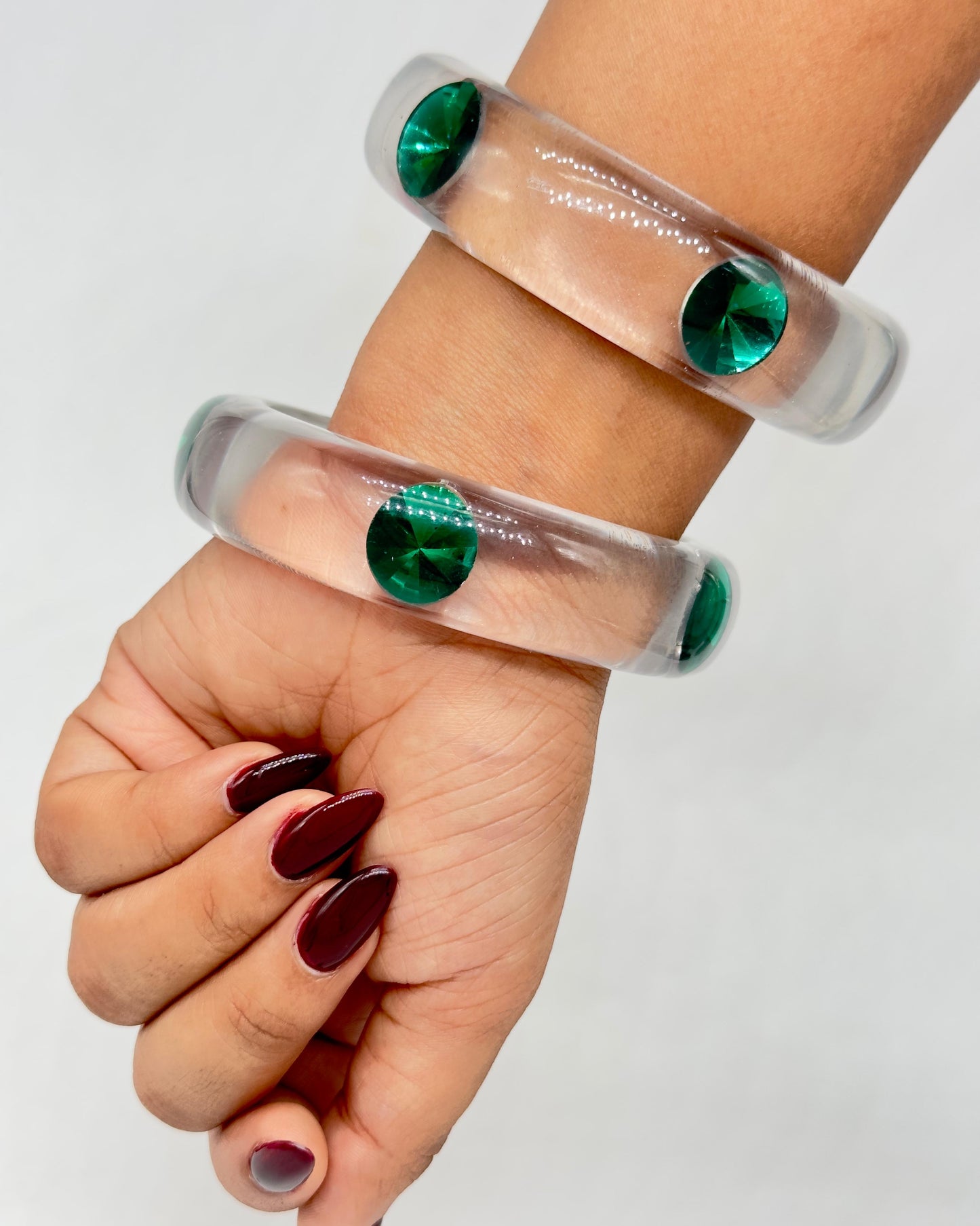 Green Stud Resin Bangles (set of 2)
