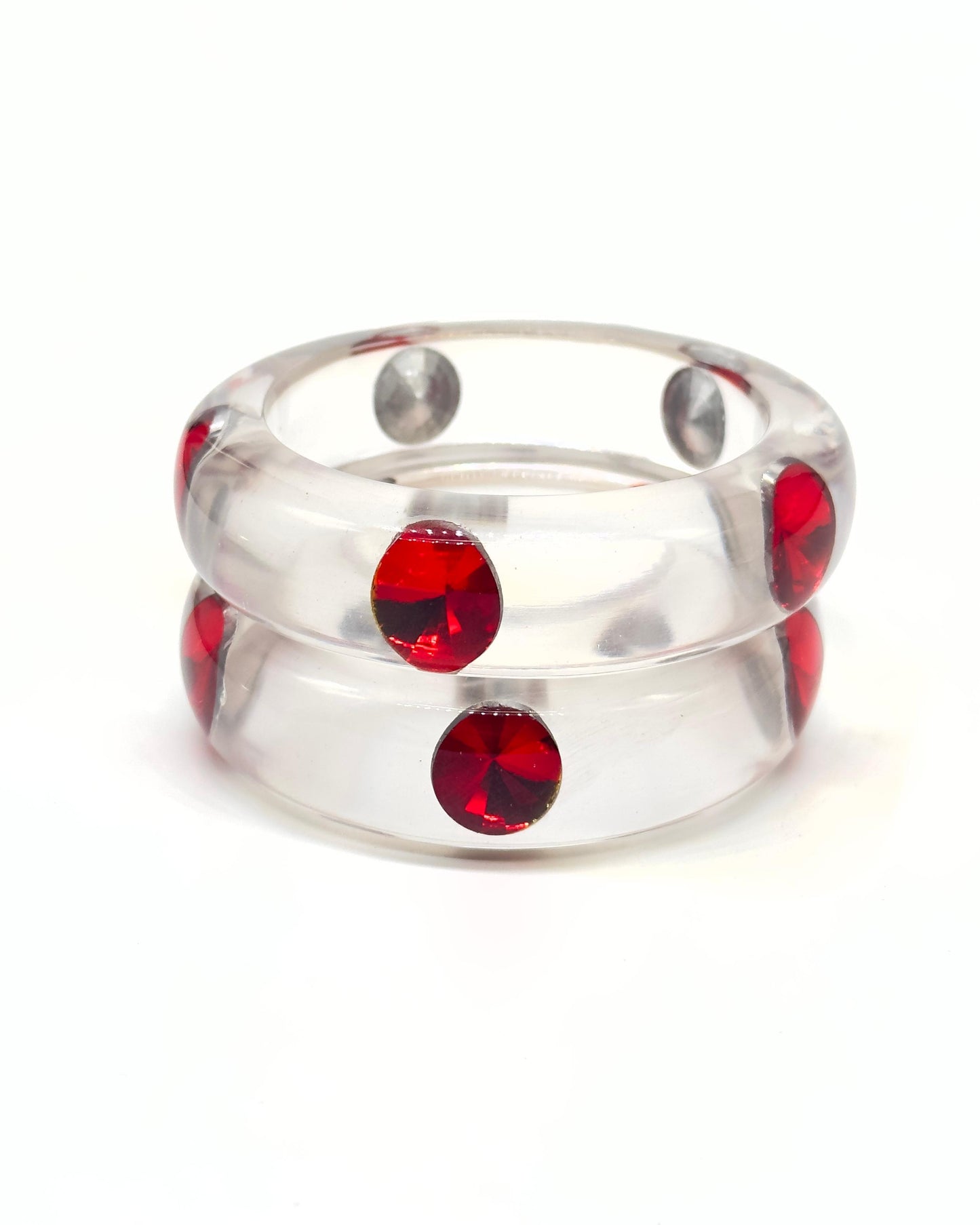 Red Stud Resin Bangles (set of 2)
