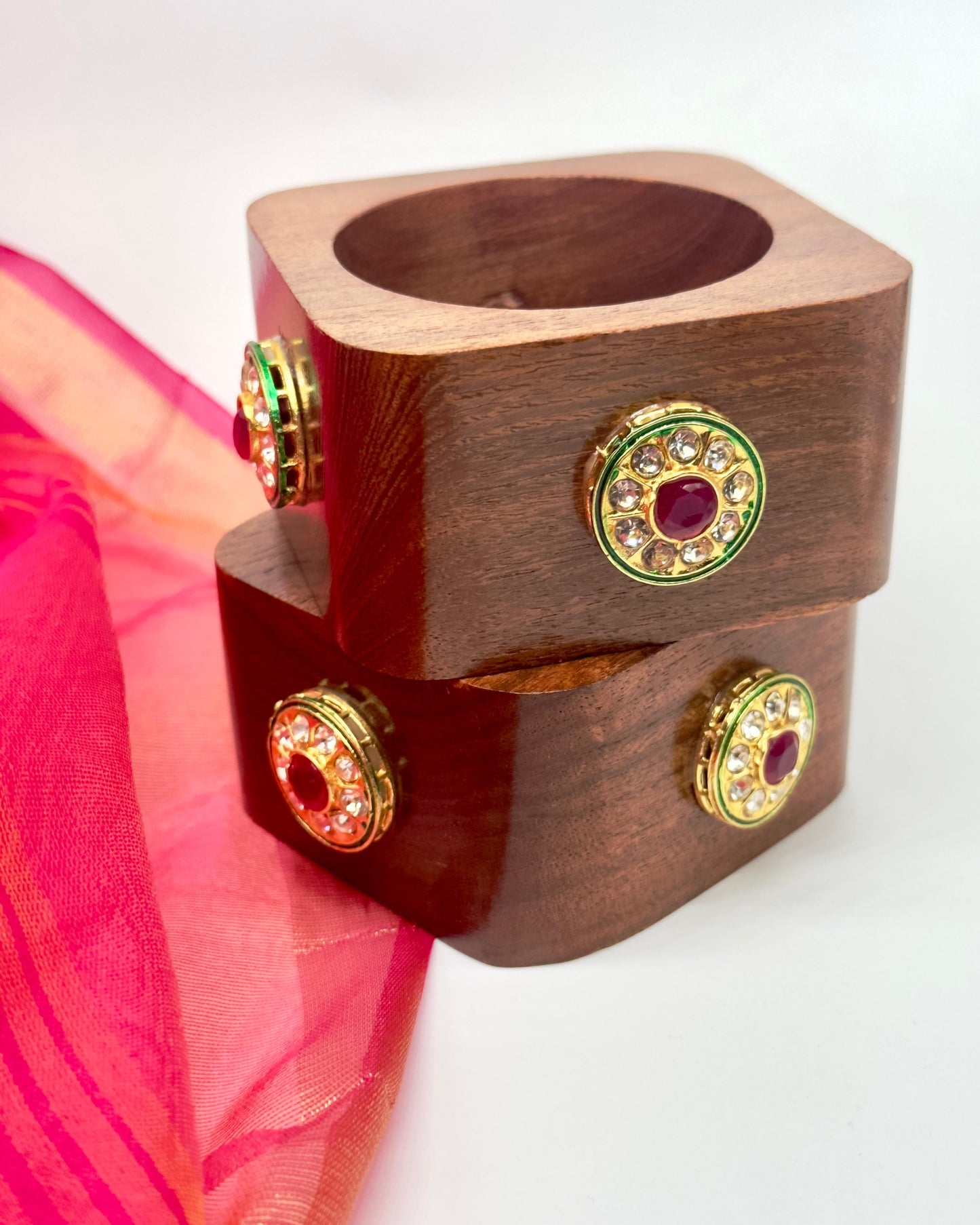 Kundan Wooden Bangles