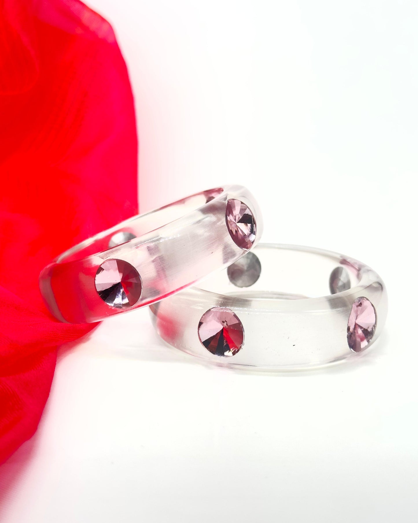 Pink Stud Resin Bangles (set of 2)