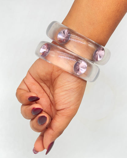 Pink Stud Resin Bangles (set of 2)