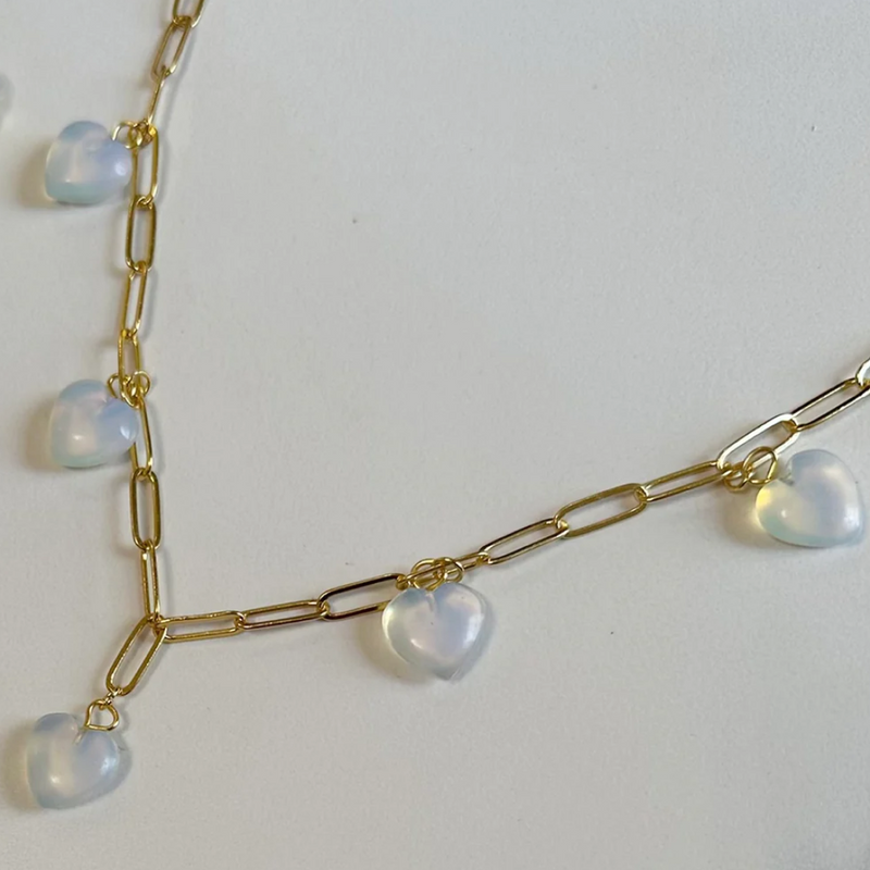 Opal Heart Link Chain