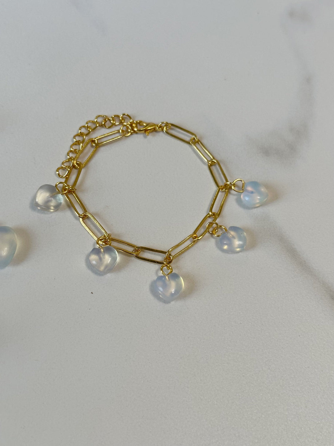 Opal Heart Link Bracelet