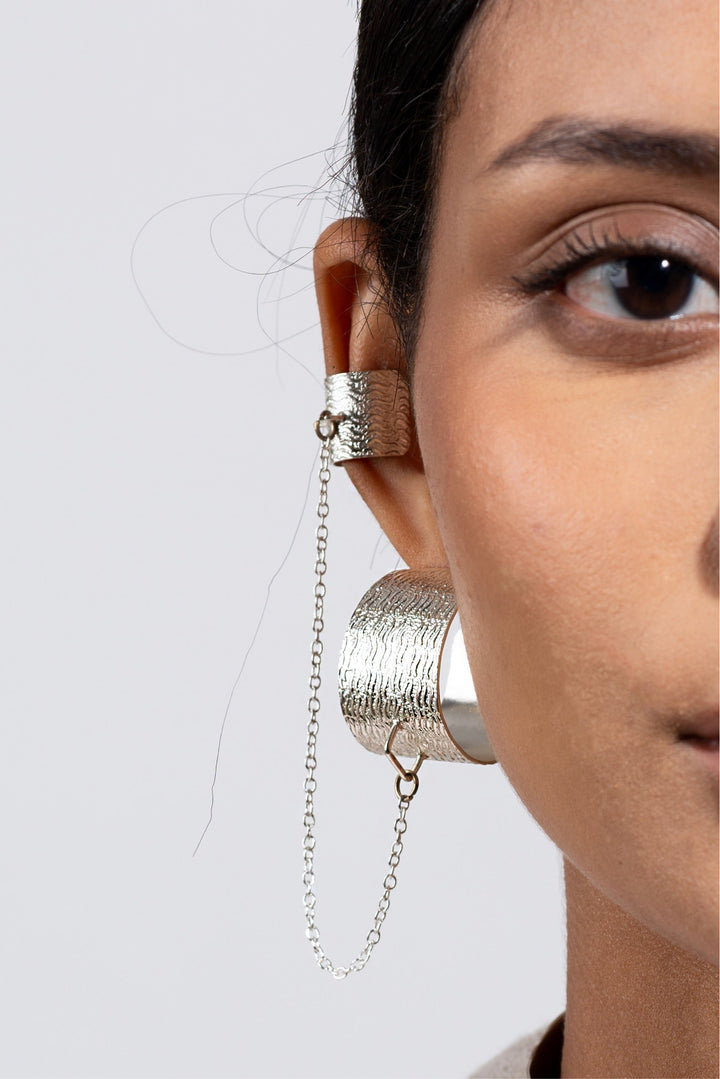 Textured Hoops with earcuff